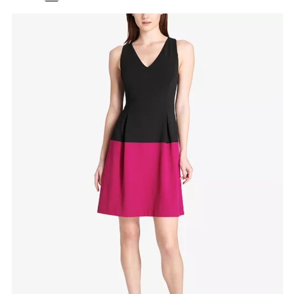 Colorblock Sleeveless Dress - Black and Pink